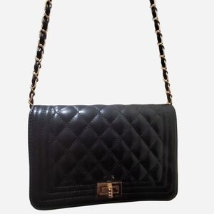 Faux Leather Quilted Crossbody Shoulder Bag
